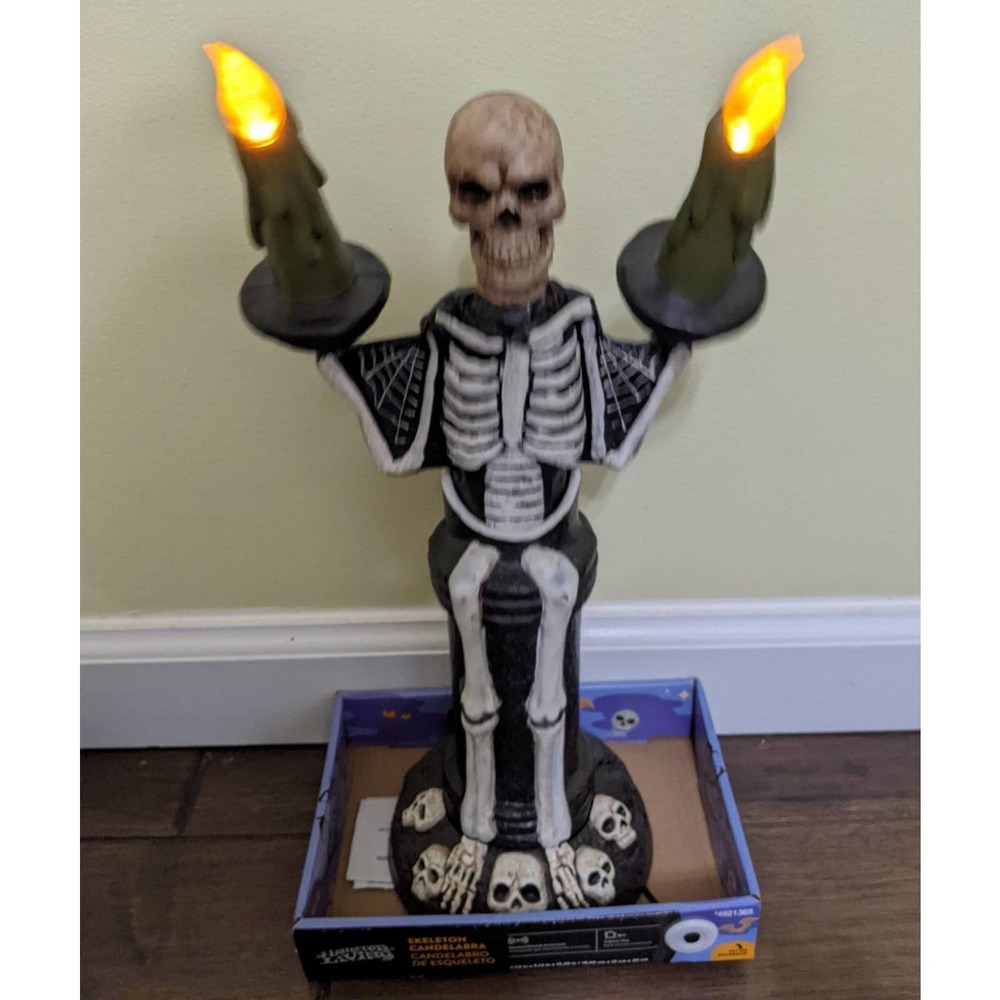 Gemmy Skeleton Candelabra Halloween 4921365 Motion Sound Activated Haunted